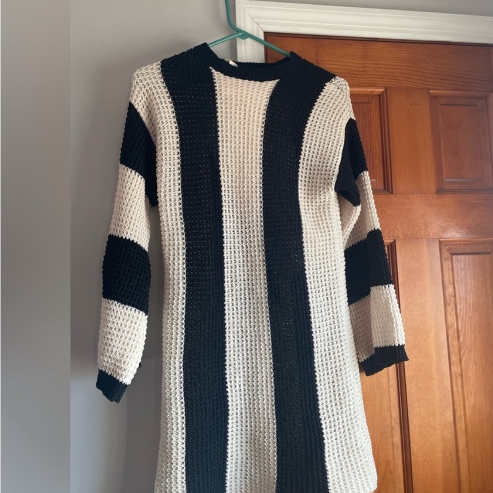 Anthropologie Black and Cream Knit Sweater Dress NWT XXS